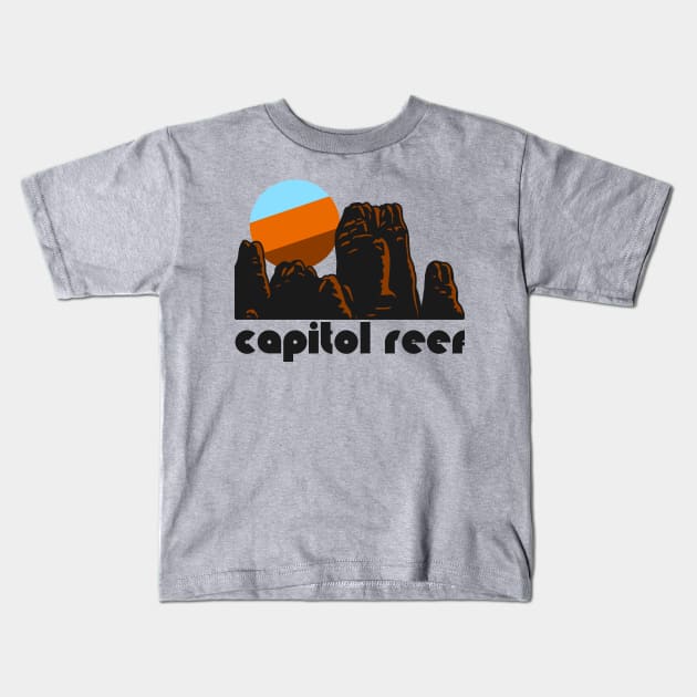 Retro Capitol Reef ))(( Tourist Souvenir National Park Design Kids T-Shirt by darklordpug